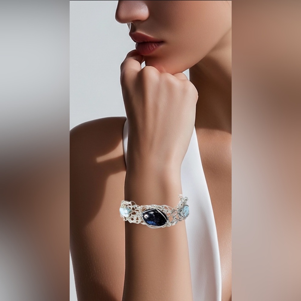 Blue goldstone and Latinate bracelet.